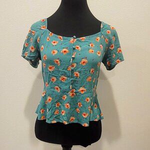 Only Size 36 Short Sleeve Floral Blouse